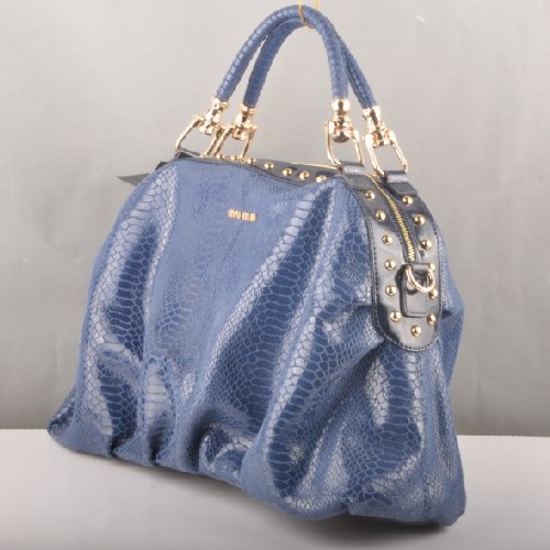 90299 Miu Miu Serpente Vene Tote Bags 90299 Azzurro